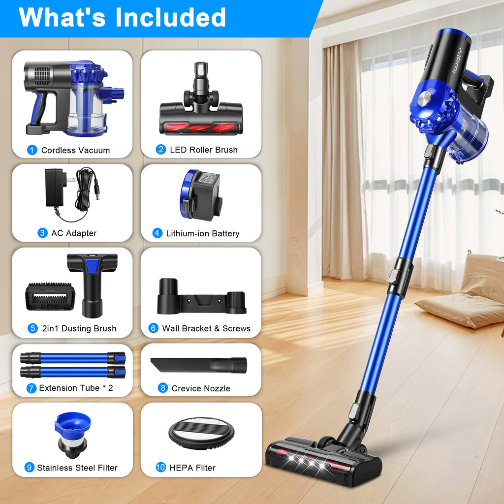 iwoly D300 Cordless Vacuum Cleaner Brushless Rechargeable